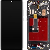 Display cu Touchscreen MP compatibil cu Huawei P30 Pro, cu Rama, Versiune OLED, Negru