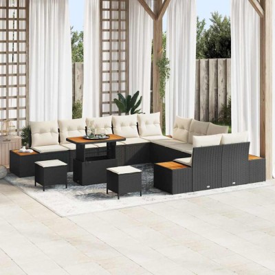 vidaXL Set de canapele pentru grădină 13 pcs Negru Rattan poli foto