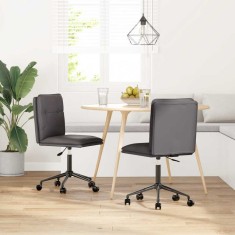 vidaXL Scaune de bucătărie, 2 buc., gri, piele ecologică 3315421