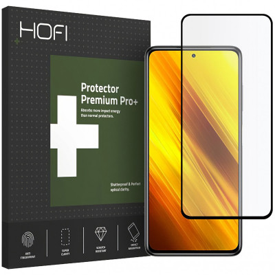 Folie Protectie Ecran HOFI pentru Xiaomi Poco X3 NFC, PRO +, Sticla securizata, Full Face, Full Glue, Neagra foto