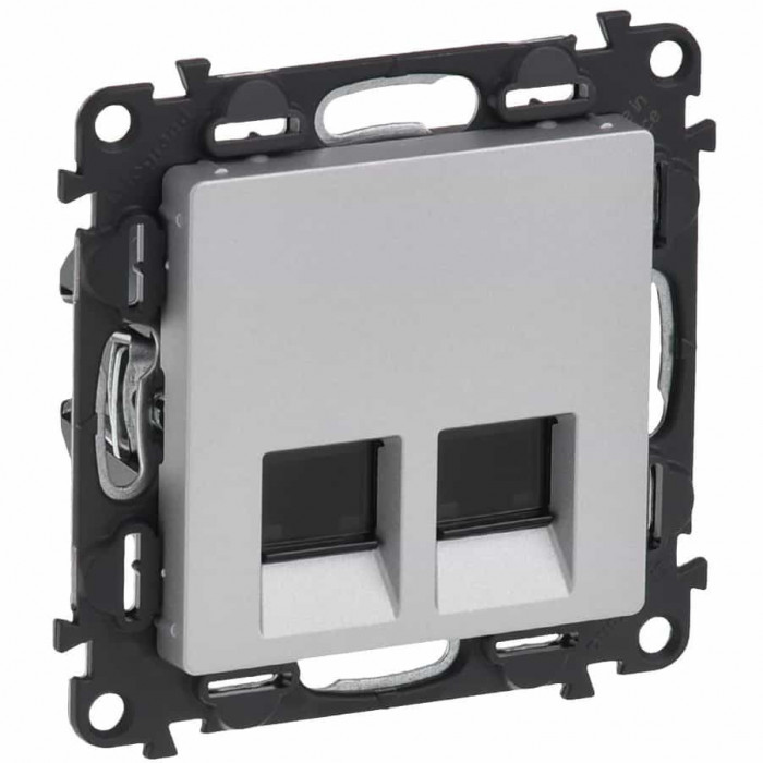 Priza dubla RJ45 UTP CAT5E Legrand Valena Life aluminiu 753341