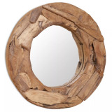 Oglindă decorativă Lemn de tec 60 cm Rotundă, vidaXL