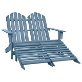 Scaun grădină Adirondack 2 locuri &amp; otoman, albastru, lemn brad