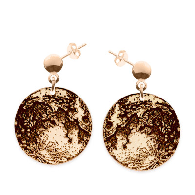 Full Moon - Cercei personalizati luna plina din argint 925 placat cu aur roz foto