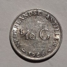 Moneda 1/10 Gulden 1966 argint Antilele Olandeze