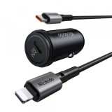 Incarcator Auto Cu Cablu Lightning McDodo CC-7492 Obsidian, 30W, 3A, 1 x USB-C, Negru, Apple