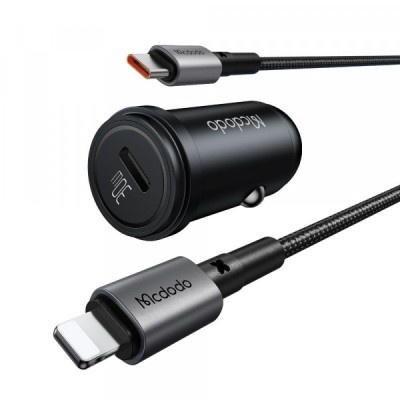 Incarcator Auto Cu Cablu Lightning McDodo CC-7492 Obsidian, 30W, 3A, 1 x USB-C, Negru foto
