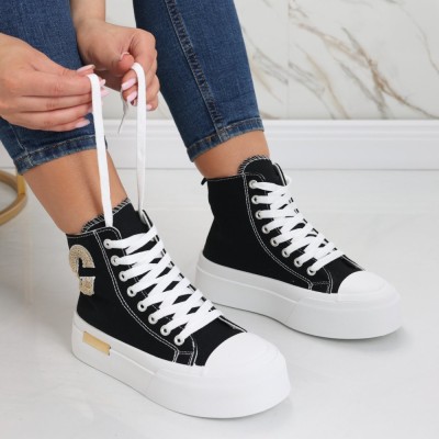 Sneakers dama negri din textil Aylin, 39 foto