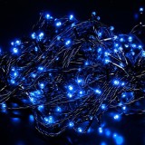 Instalatie Pom Craciun Liniara 100 LED Albastru 9m, 8 Jocuri Lumini, Interior/Exterior