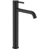 Baterie lavoar inalta Roca Ona,corp neted, ventil click-clack si racorduri flexibile, Cold Start, negru mat