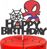 Decoratiune pentru tort cu Spider Man G-Lovely&#039;S, hartie, rosu/negru, 14.4 x 16.7 cm