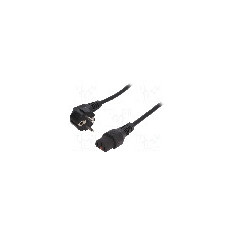 Cablu alimentare AC, 1.5m, 3 fire, culoare negru, CEE 7/7 (E/F) &#351;tecar in unghi, IEC C13 mama, IEC LOCK - IEC-EL246S