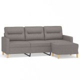 Canapea cu 3 locuri si taburet, taupe, 180 cm, material textil