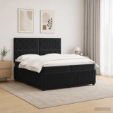 Cumpara ieftin Pat cu arcuri LED si saltea Negru 200 x 200 cm Catifea