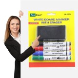 Set 4 markere si burete pentru tabla magnetica, uscare rapida, varf 3 mm, procart MultiMark GlobalProd