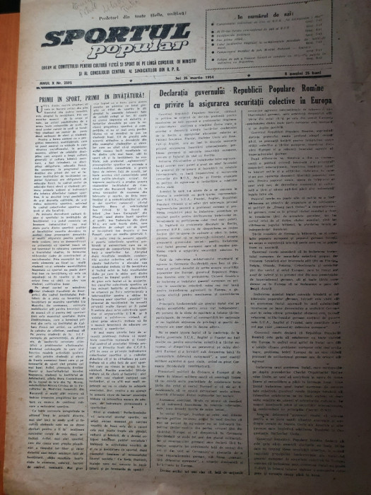 sportul popular 25 martie 1954-campionatul de sah,handbal,tenis de masa