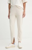 BOSS Orange pantaloni de trening din bumbac femei, culoarea bej, neted, 50531813