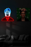 Decoratiune luminoasa LED, Frida Kahlo, Benzi flexibile de neon, DC 12 V, Multicolor, Neon Graph