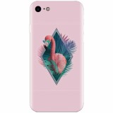 Husa silicon pentru Apple Iphone 7, Flamingo With Sunglass