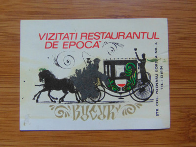 Calendar de buzunar -Vizitati Restaurantul de Epoca Bucur anul 1970 foto