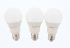 Set 3 becuri cu LED A60 E27 12W 230V lumina rece Supreme, Well foto