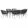 Gossi set de sufragerie de gradina 7 piese neagra sticla polirattan