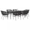 Gossi set de sufragerie de gradina 7 piese neagra sticla polirattan