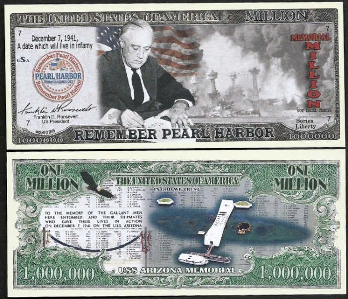 !!! SUA = FANTASY NOTE - AMINTITI-VA DE PEARL HARBOR ! - 2015 - UNC