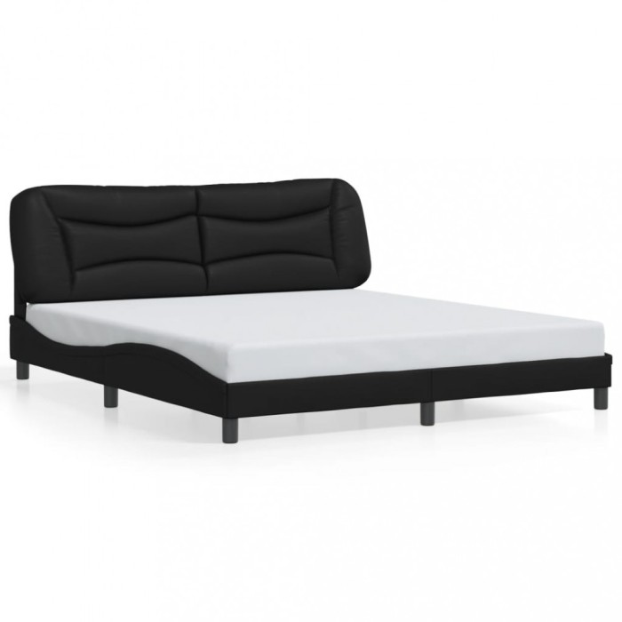vidaXL Cadru de pat cu tăblie, negru, 180x200 cm, piele ecologică 3208016