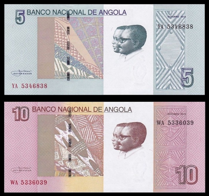 ANGOLA █ SET █ 5 + 10 Kwanzas █ 2012 █ P-151A-151B █ UNC █ necirculata