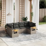 vidaXL Set mobilier grădină cu perne, 6 piese, gri, poliratan 3259505
