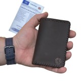 Cumpara ieftin Portofel Barbati Piele Naturala Maro Elyk Creation, Personalizabil, Handmade Romania, Slim incapator pentru Talon Auto si CI