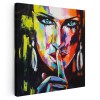 Tablou portret pictura in ulei femeie misterioasa, multicolor 1393 Tablou canvas pe panza CU RAMA 80x80 cm