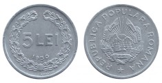 q387 ROMANIA 5 LEI 1950 ALUMINIU STARE XF+