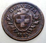 F.009 ELVETIA 1 RAPPEN 1863 B RARA, Europa, Bronz