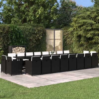vidaXL Set mobilier de grădină cu perne, 21 piese, negru, poliratan foto