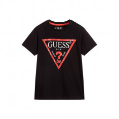 Tricou cu decolteu la baza gatului si logo Guess