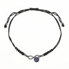 Brățară Damă Infinity, Cordon Negru, Decor Ochi Bleu, Strass Argintiu, Oem