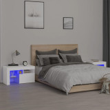 Cumpara ieftin Noptiere cu lumini LED, 2 buc., alb, 70x36,5x40 cm