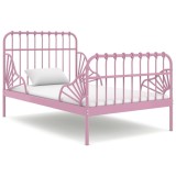 vidaXL Cadru de pat extensibil, roz, metal, 80x130/200 cm