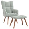 VidaXL Scaun de relaxare cu taburet, gri deschis, catifea