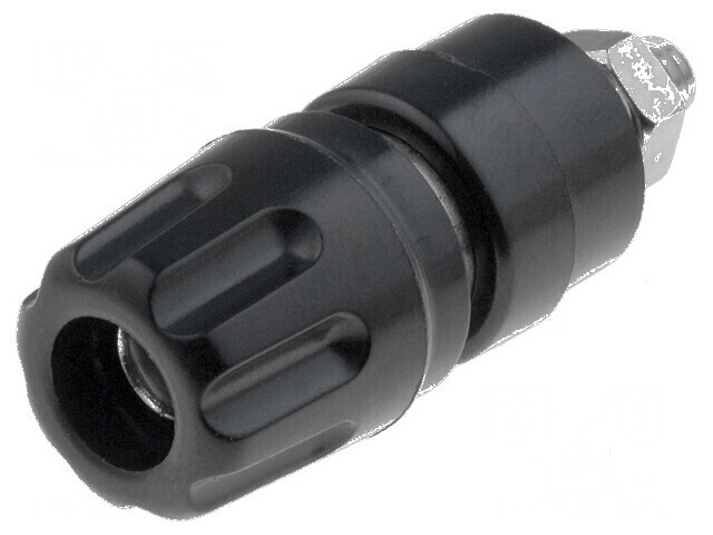 Conector banană 4mm soclu 35A 30VAC 60VDC negru nichelat M4