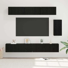 vidaXL Set comodă TV 6 pcs Stejar negru 100 x 30 x 30 cm Lemn compozit