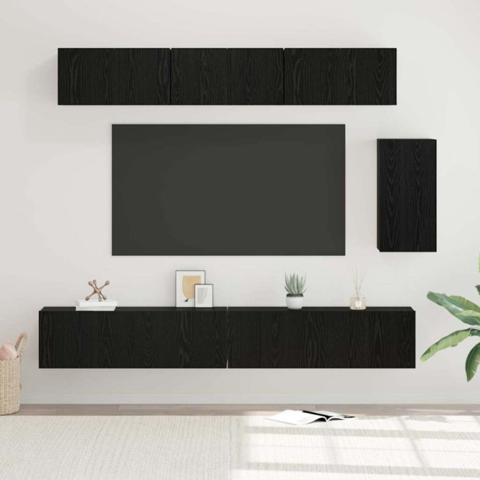 Set comodă TV 6 pcs Stejar negru 100 x 30 x 30 cm Lemn compozit