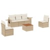 Set canapele de gradina cu perne, 6 piese, bej, poliratan