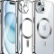 Huse silicon cu incarcare magetica wireless pentru Iphone 15 Argintiu
