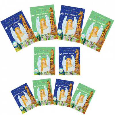 Pachet 10 Carti de colorat cu sapte ingeri, format A5, 16 pagini, bilingva, foto