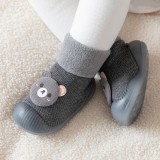 Mocasini gri petrol cu talpa antiderapanta - Ursulet (Marime Disponibila: