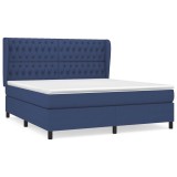 Cumpara ieftin Pat box spring cu saltea, albastru, 180x200 cm, material textil