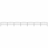 Cumpara ieftin Gard de grădină cu v&acirc;rf suliță, negru, 11,9 m, oțel